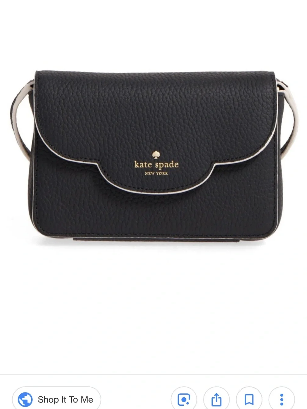 kate spade black scallop-edge top-handle satchel